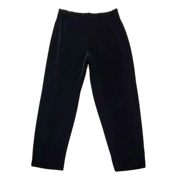 R&K Evening Elegant Black Velvet High Rise Pull On Pants w Zipper Plus Size 14 - Picture 1 of 9